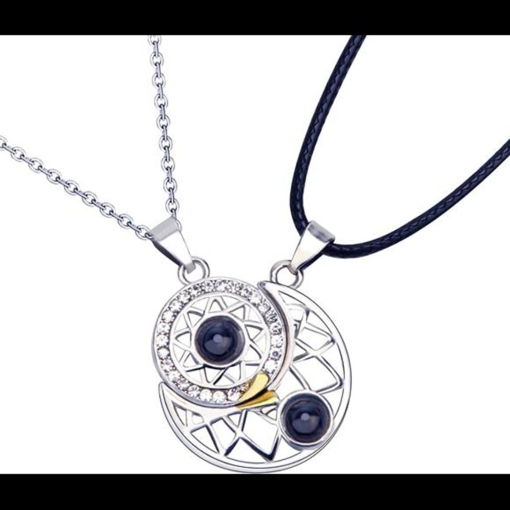 Matching Necklace for Couples Sun & Moon Pendant Couples Necklaces Magnetic